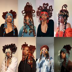 Unique Faux Locs Styles, Loc Styles For Concert, Unique Hairstyles Black Women, Maximalist Black Women, Maximalist Hair, Creative Loc Styles, Faux Hairstyles, Poc Hairstyles, Locs With Beads