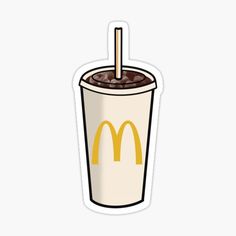 a mcdonald's drink with a straw sticking out of it sticker on a white background