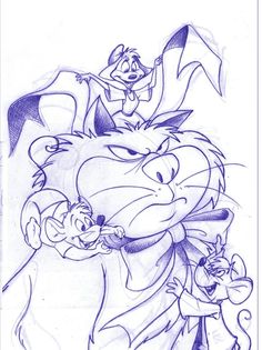 the lion and the mouse from disney's animated movie, which was drawn in pencil