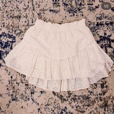 Loveshackfancy White Ruffle Eyelet Mini Skirt!! Size Small!! Super Cute, Perfect For Any Occasion!! Never Worn, Perfect Condition!! Chic Tiered Mini Skirt With Lace Trim, White Tiered Ruffled Mini Skirt, Cute Ruffled Mini Skirt For Summer, Spring Tiered Mini Skirt With Lace Trim, Cute White Ruffled Mini Skirt, White Mini Skirt With Layered Hem, Cute Ruffled Mini Skirt For Day Out, Cute Mini Skirt With Ruffle Hem, Cute Ruffled Skirt For Summer