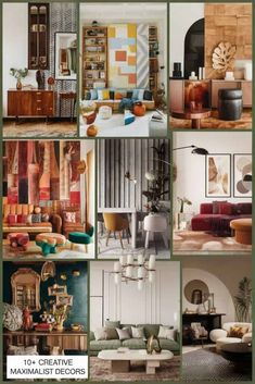 the collage shows different types of furniture and decor