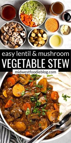 an easy lentil and mushroom vegetable stew recipe