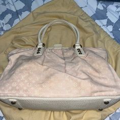 Worn With Love. I Had It Cleaned Once And Never Used It Again. It’s Light Light Pink With Cream Leather. This Bag Is Probably 15 Plus Years Old. Very Cute And Yes Vintage. Pink Monogram Canvas Rectangular Shoulder Bag, Pink Rectangular Monogram Canvas Shoulder Bag, Pink Monogram Canvas Shoulder Bag For Daily Use, Elegant Pink Monogram Canvas Bag, White Monogram Canvas Shoulder Bag With Branded Hardware, Pink Monogram Canvas Shoulder Bag For Travel, Pink Monogram Canvas Shoulder Bag For Shopping, Elegant Pink Monogram Canvas Shoulder Bag, Chic Cream Monogram Canvas Bag