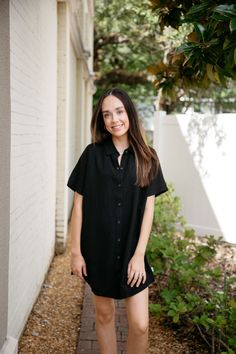 An essential style in your closet! This breathable shirt dress is for everyday wearing. Master effortless style in The Classic Shirt Dress, with a relaxed silhouette, collared neckline and front button closure, this is the perfect lightweight dress to accompany you throughout the seasons. Pair with your favorite slides or sneakers! shirt dress mini length front button up collared neckline cuffed sleeve fits true to size, model wears a size xtra small 60% rayon, 40% linen hand wash cold, hang to Shirt Dress Mini, Classic Shirt Dress, Cuffed Sleeve, Lightweight Dress, Home Dress, Mini Shirt Dress, Dress Mini, The Seasons, Cuff Sleeves