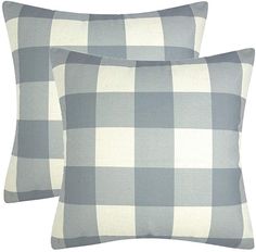 two gray and white checkered pillows