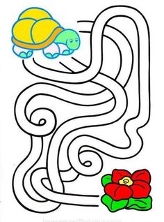 a cartoon turtle and flower maze for kids