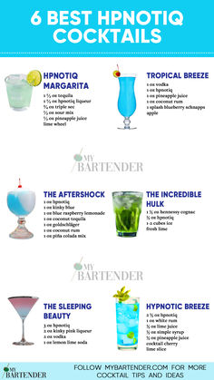 Hpnotiq Cocktails Hypnotic Recipes Drinks, Mixed Drinks With Hypnotic, Cocktails With Hypnotic, Blue Cocktail Drinks Recipes, Hypnotic Cocktails, Cool Mixed Drinks Alcohol, Hypnotic Drinks Recipes Easy, Drinks With Hypnotic, Hypnotic Drinks Recipes