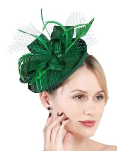 Green Color Fascinator Hat for Women Tea Party Wedding - Etsy UK Luxury Green Fascinator For Party, Luxury Green Mini Hats For Races, Retro Fascinator For Kentucky Derby Party, Retro Fascinator For Party And Kentucky Derby, Kentucky Derby Hat-style Headband Gift, Retro Mini Hats For Kentucky Derby Wedding, Retro Mini Hats For Kentucky Derby Party, Retro Headpieces For Kentucky Derby Party, Fitted Flapper Mini Hats For Kentucky Derby