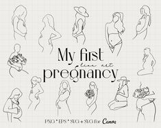 the pregnant woman's silhouettes are drawn in black and white, with text that reads