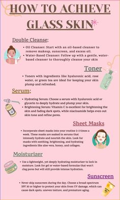 Want to achieve that coveted glass skin look? Follow these essential steps for a flawless, dewy complexion. From double cleansing to layering hydrating serums, sheet masks, and always applying sunscreen, this routine will leave your skin glowing and radiant. Perfect for anyone looking to level up their skincare game!
#glassskincare #koreanskincaretips #flawlessbeauty #skincare #secret #beautyskincare Radiant Skin Tips, Glass Skin Routine For Combination Skin, Makeup Routine For Oily Skin Daily, Glass Skin Skincare Routine, Best Cleanser For Sensitive Skin, How To Get A Glass Skin, Hydrated Skin Tips, Easy Skin Care Routine 30s, Skincare Routine For Normal Skin