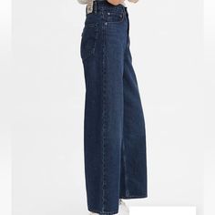 Levi's Wellthread High Loose Jeans - Color: Sequoia Sun Dark Wash - Size 24 X 27 - Wide Leg - Loose Through The Hip And Thigh - Super High Rise - Straight Leg - Rigid Non-Stretch Denim - Zip Fly - 5-Pocket Styling 72% Cotton, 28% Cottonized Hemp Style # 346410005 A Vintage Fit With A High Rise And Loose Fit And Reinterpreted It For Today. A Modern Interpretation Of A Classic '90s Style. Features A Loose Leg And Flattering High Rise. Designed To Be Worn Stacked At The Hem. Levi's Blue Wide-leg Jeans, Levi's Blue Wide Leg Jeans, Levi's Blue Wide Leg Bottoms, Levi's Blue Full-length Jeans, Levi's Full-length Blue Jeans, Levi's Full Length Blue Jeans, Levis Women Jeans, Tie Dye Denim, Cropped Wide Leg Jeans