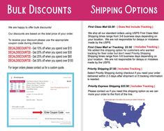 an advertisement with the words bulk discounts and shipping options