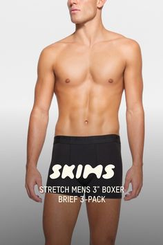 Get ready to throw your old underwear out with this 3-pack of incredibly soft and supportive boxers. Designed with a second skin feel, these briefs are made with a max-stretch, cooling fabric that never loses shape, and an enhanced pouch for your optimum comfort. The seamless fit sits invisibly under clothing and the smooth-to-touch waistband features the signature SKIMS logo. Fits true to size. | SKIMS Mens 3" Boxer Brief 3-Pack | Black | Large | SKIMS Stretch Mens Boxers, Performance Wear, Black Xs, T Shirt Bra, Lingerie Fashion, Boxer Briefs, Cool Fabric, Holiday Fashion, Boy Shorts