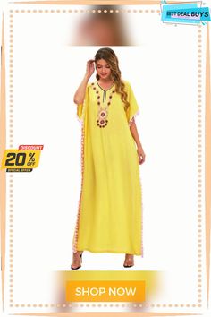 Women's Dress Print Large Size Loose Big Pendulum Black Dresses Beach Tunic Shift Dress, Long Shift Midi Dress For The Beach, Shift Fit Long Maxi Dress For Vacation, Beach Maxi Dress With Shift Fit, Shift Maxi Dress For Vacation, Elegant Tunic Dresses For Beach Season, Yellow V-neck Dress For Beach Season, Yellow Beach Season Dresses, Yellow Shift Dress For Vacation