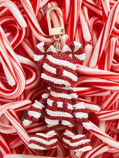 candy canes are arranged in the shape of a teddy bear