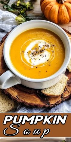 Dive into a bowl of creamy pumpkin soup! 🎃🥣 This easy, delicious recipe is full of autumn flavors and perfect for warming up chilly days. Made with fresh ingredients for a smooth, flavorful finish! 🍁 #PumpkinSoup #FallRecipes #ComfortFood #SoupSeason Easy Pumpkin Soup Recipe, Easy Pumpkin Soup, Pumpkin Soup Recipe Easy, Cozy Dinners, Savory Pumpkin, Creamy Pumpkin Soup, Brunch Bread, Pumpkin Soup Recipe, Fresh Pumpkin