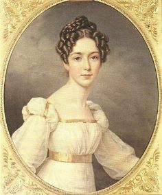 an old portrait of a woman in white dress