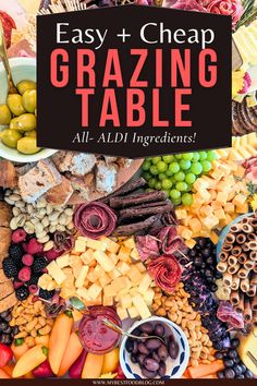 a photo of a cheap grazing table Wedding Appetizer Ideas Cheap, Appetizer Table Display, Grazing Platter Ideas, Cheap Appetizers, Charcuterie Table, Best Party Appetizers, Wedding Appetizers, Printable Shopping List, Party Food Buffet