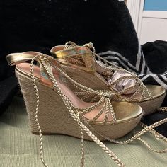 Questions? Leave A Comment Below! Gold Round Toe Espadrilles For Beach, Gold Round Toe Espadrilles For Spring, Gold Espadrilles With Round Toe For Spring, Gold Espadrilles With Woven Sole For Spring, Gold Straw Sandals With Round Toe, Gold Espadrilles For Spring, Gold Casual Espadrilles For The Beach, Gold Casual Espadrilles For Beach, Gold Casual Espadrilles For Spring