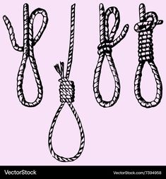 three ropes tied together in the shape of letters k and y on a pink background