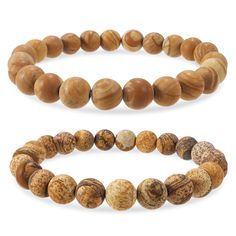 PRICES MAY VARY. 100% GENUINE STONE:High Quality Natural gemstone, good size for men and women. Our bracelets are threaded with strong elastic string. Durable and flexible. Wood Grain Jasper brings tranquility and wholeness, balances yin and yang and provides protection and absorbs negative energy. Picture Jasper helps to bring hidden thoughts and feelings - griefs, fears, guilt, envy, love, hope - to the surface, to be released. Women man healing crystal beads bracelets is natural positive ener