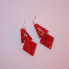 Sparkling red glitter laser cut acrylic earrings Glitter Red Earrings For Gifts, Red Glitter Earrings For Gift, Red Glitter Party Earrings, Red Glitter Earrings For Party, Red Glitter Jewelry For Party, Idea Lab, Laser Cut Earrings Acrylics, Diamonds Earrings, Ace Of Diamonds