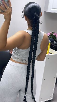 Slick Ponytail With Two Braids, Slick Back Two Braided Ponytail, Slick 2 Braids, Braided Ponytail 2 Braids, Women Ponytail Hairstyles Black, Braided Ponytail Two Braids, One Ponytail Two Braids, 2 Braids One Ponytail, One Ponytail With Two Braids