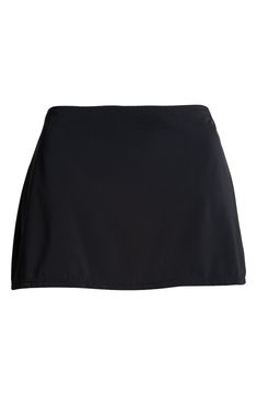 These vintage-inspired bikini bottoms have seriously cute full coverage with a dainty skirt all around. 11 1/2" length (size Medium)   Lined   Full coverage back   80% recycled nylon, 20% spandex   Hand wash, dry flat   Imported Fitted Skirt With Built-in Shorts For Beach Season, Fitted Skirted Swimwear With Built-in Shorts, Black Skirt With Built-in Shorts For Beach, High Waist Black Swim Skirt For The Beach, Beachwear Mini Skirt Swim Dress For Beach, Beachwear Swim Dress With Mini Skirt, Skirted Bottoms For Swimming Beachwear, Mini Skirt Swim Dress For Beach, Fitted Mini Skirt Swimwear For Beach