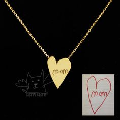 Personalized jewelry, custom made gold plated silver necklaces from your children's drawings, perfec Childrens Drawings, Mothers Necklace, Childrens Jewelry, Christian Jewelry, Personalized Necklace, Gold Plated Silver, Crystal Jewelry, Handmade Silver, Personalized Jewelry