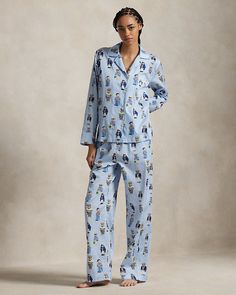 Polo Bear Cotton Long-Sleeve Pajama Set