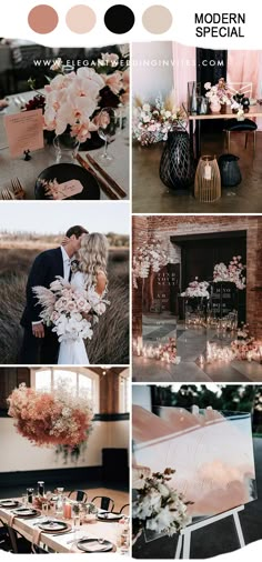 a collage of photos with flowers, candles and other things in the background that are pink