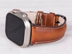 Genuine Leather Burnished Tan Band for Apple Watch Apple Watch Series 1, Brown Leather Strap, Apple Watch Band, Apple Watch Series, Apple Watch Bands, Watch Band, Full Grain Leather, Tan Leather, Watch Bands