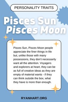 an advertisement for pisces sun pieces moon, with the caption below it