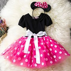 Adorable character dress, complete with matching headband. Available in Pink and Red. Princess Party Costume, Tutu Minnie, Clothes Fancy, Ballet Stage, Robe Fuchsia, Girls Polka Dot Dress, Mouse Halloween, Ballet Party, Tulle Tutu Dress