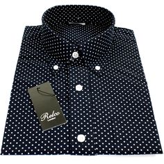 Relco Mens Navy Pin Dot Button Down Long Sleeved Shirt Mod Skin Retro 60s 70s This product data sheet is originally written in English. Menu Home About Us Returns View Feedback Add to Favourites Main Description             Classic Men's Polka Dot Patterned Long Sleeved Shirt Button Down Collar - 60's Style Twin Button Sleeve Cuff Sharp Neat Slim Fitting Look 100% Cotton            SIZE GUIDE       SMALL 36" TO 38" CHEST MEDIUM 38" TO 40" CHEST LARGE 40" TO 42" CHEST X-LARGE 42" TO 44"CHEST XX-L Polka Dot Cotton Shirt With Button Closure, Cotton Polka Dot Shirt With Button Closure, 60's Style, Retro 60s, Long Sleeved Shirt, 60s Fashion, Polka Dot Pattern, Mens Navy, Classic Man