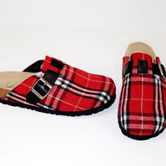 Nwot White Mountain “Getty” Plaid Mules Clogsslip On Style Flat Heelleatherfabric Upper Buckle Strap Casual Red Clogs With Cushioned Footbed, Red Casual Mules With Rubber Sole, Casual Red Mules With Rubber Sole, Casual Red Clogs With Flat Heel, Casual Red Clogs With Rubber Sole, Red Slip-on Casual Clogs, Casual Red Synthetic Mules, Casual Red Slip-on Clogs, Casual Red Slippers With Flat Heel