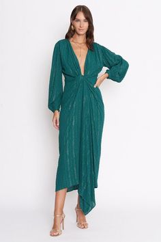 Helena Maxi Dress - Teal - Dresses - Mod & Soul - MOD&SOUL White Jumpsuit Dress, Plunge Maxi Dress, Wedding Guest Style, Denim Accessories, Sweater Dress Midi, Maxi Dress Green, Swiss Dot, Bride Dresses, Metallic Accents