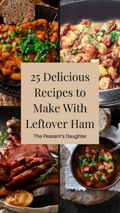 the cover of 25 delicious recipes to make with leftover ham and other meats