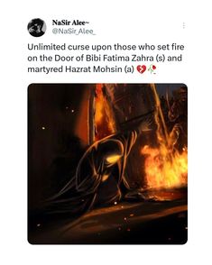 an image of a fire with the caption'unlimted curse upon those who set a fire on the door of bibli rathma zara zha bhar and maryad