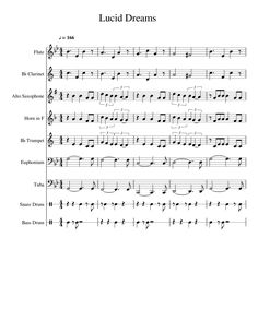 sheet music with the words lucd dreams on it