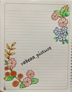 an open notebook with flowers and writing on it