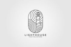 the lighthouse logo is shown in black and white