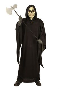 Grim Reaper Burlap Robe Costume - costumesupercenter.com Halloween Charades, Draping Sleeve, Grim Reaper Costume, Reaper Costume, Costumes Dresses, Skeleton Costume, Hooded Robe, Costume Themes, Halloween Fancy Dress