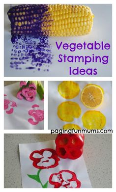 an easy vegetable stamping idea for kids to do with corn on the cob