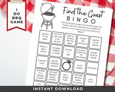 a printable game for kids to play on the bbq table with red and white gingham cloth