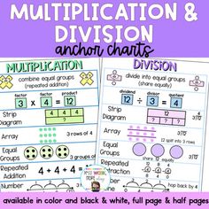 two worksheets for addition and division