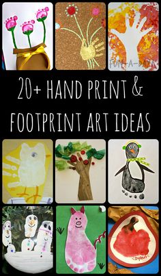 the cover of 20 + hand print and footprint art ideas