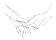 two hands holding each other in the middle of a drawing with white paper on it