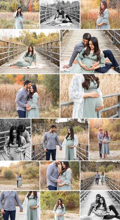 an image of a couple posing for pictures in the fall with their arms around each other