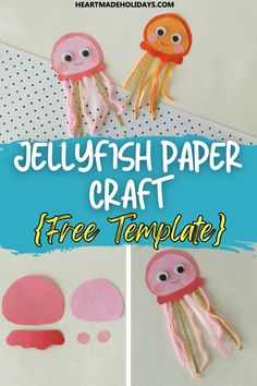 This fun Paper Jellyfish Craft for kids is a wonderful ocean craft or ocean activity perfect for the classroom or homeschool kids. Grab the Jellyfish Paper Craft template here and get crafting now! ocean crafts preschool, paper jellyfish craft for kids, jellyfish paper craft template